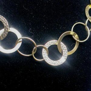 GoldTone Hammered Loop Circle Chain Link Necklace